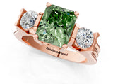 Rose gold Three-Stone Fancy Green Radiant Cut Cut Classic Band Prong Setting Ring_1