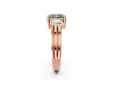 Rose gold Three-Stone Fancy Green Radiant Cut Cut Classic Band Prong Setting Ring_2