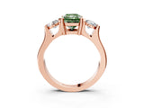 Rose gold Three-Stone Fancy Green Radiant Cut Cut Classic Band Prong Setting Ring_3