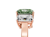 Rose gold Three-Stone Fancy Green Radiant Cut Cut Diamond Engagement Ring with Flat Band and Four-Prong Setting_17