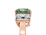 Rose gold Three-Stone Fancy Green Radiant Cut Cut Diamond Engagement Ring with Flat Band and Four-Prong Setting_5