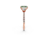 Rose gold Three-Stone Fancy Green Radiant Cut Cut Diamond Pavé Band with Prong Setting_17
