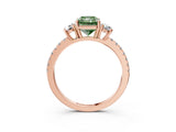 Rose gold Three-Stone Fancy Green Radiant Cut Cut Diamond Pavé Band with Prong Setting_18