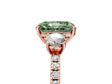 Rose gold Three-Stone Fancy Green Radiant Cut Cut Diamond Pavé Band with Prong Setting_20