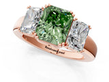 Rose gold Three-Stone Fancy Green Radiant Cut Cut Diamond Ring with Channel Set Band and Four-Prong Setting_25