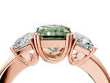 Rose gold Three-Stone Fancy Green Radiant Cut Cut Diamond Ring with Channel Set Band and Four-Prong Setting_28