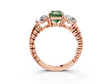 Rose gold Three-Stone Fancy Green Radiant Cut Cut Diamond Ring with Channel-Set Band and Prong Setting_3