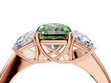 Rose gold Three-Stone Fancy Green Radiant Cut Cut Diamond Ring with Prong Setting and Classic Band_4