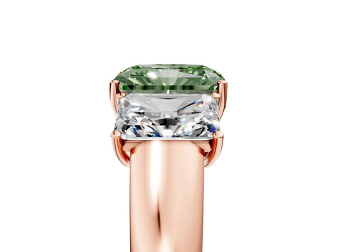 Rose gold Three-Stone Fancy Green Radiant Cut Cut Diamond Ring with Prong Setting and Classic Band_5
