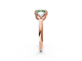 Rose gold Three-Stone Fancy Green Radiant Cut Cut Diamond Ring with Trillion Side Stones and Four-Prong Setting_5