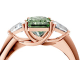 Rose gold Three-Stone Fancy Green Radiant Cut Cut Diamond Ring with Trillion Side Stones and Four-Prong Setting_7