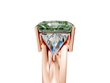 Rose gold Three-Stone Fancy Green Radiant Cut Cut Diamond Ring with Trillion Side Stones on a Split Shank Band_5
