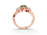 Rose gold Three-Stone Fancy Green Radiant Cut Cut Diamond Split Shank Prong Set Ring_15