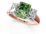 Rose gold Three-Stone Fancy Green Radiant Cut Cut Solitaire Ring with Classic Prong Setting_1