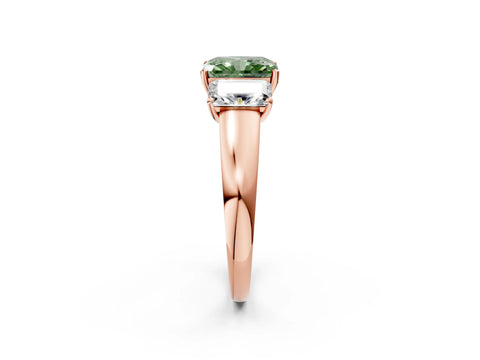 Rose gold Three-Stone Fancy Green Radiant Cut Cut Solitaire Ring with Classic Prong Setting_2