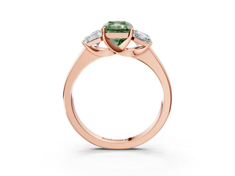 Rose gold Three-Stone Fancy Green Radiant Cut Cut Solitaire Ring with Classic Prong Setting_3