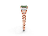 Rose gold Three-Stone Fancy Green Radiant Cut Diamond Braided Band Ring with Four-Prong Setting_107