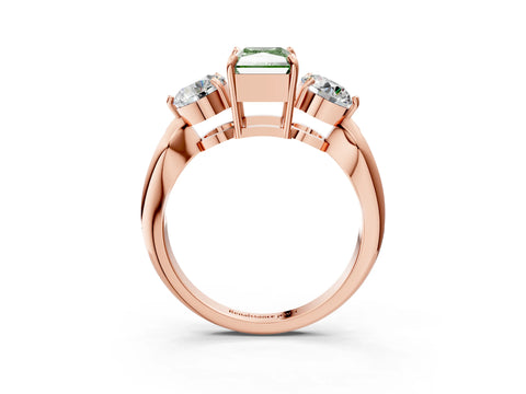 Rose gold Three-Stone Fancy Green Radiant Cut Diamond Channel Set Engagement Ring with Prong Setting_15