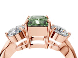 Rose gold Three-Stone Fancy Green Radiant Cut Diamond Channel Set Engagement Ring with Prong Setting_16