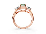 Rose gold Three-Stone Fancy Green Radiant Cut Diamond Channel Set Engagement Ring with Prong Setting_3