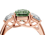 Rose gold Three-Stone Fancy Green Radiant Cut Diamond Engagement Ring with Prong Setting_7