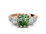 Rose gold Three-Stone Fancy Green Radiant  Cut Diamond Pavé Band with Four-Prong Setting_28