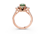 Rose gold Three-Stone Fancy Green Radiant  Cut Diamond Pavé Band with Four-Prong Setting_31