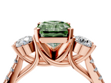 Rose gold Three-Stone Fancy Green Radiant  Cut Diamond Pavé Band with Four-Prong Setting_32