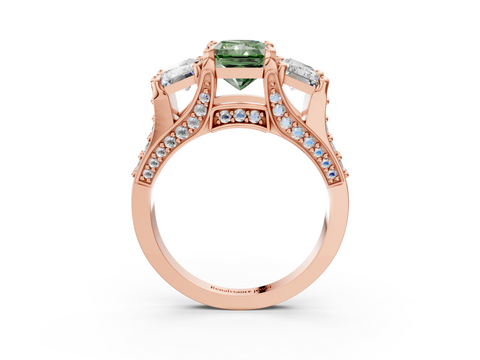 Rose gold Three-Stone Fancy Green Radiant  Cut Diamond Ring with Channel-Set Band and Four-Prong Setting_35