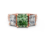 Rose gold Three-Stone Fancy Green Radiant  Cut Diamond Ring with Channel-Set Band and Four-Prong Setting_65