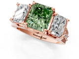 Rose gold Three-Stone Fancy Green Radiant  Cut Diamond Ring with Channel-Set Band and Four-Prong Setting_66
