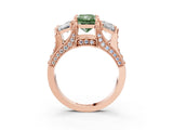 Rose gold Three-Stone Fancy Green Radiant  Cut Diamond Ring with Channel-Set Band and Four-Prong Setting_68