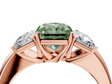 Rose gold Three-Stone Fancy Green Radiant  Cut Diamond Ring with Channel-Set Band and Four-Prong Setting_70