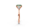 Rose gold Three-Stone Fancy Green Radiant Cut Diamond Ring with Pear  Side Stones in Four-Prong Setting_14
