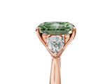 Rose gold Three-Stone Fancy Green Radiant Cut Diamond Ring with Pear  Side Stones in Four-Prong Setting_17