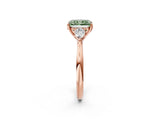 Rose gold Three-Stone Fancy Green Radiant Cut Diamond Ring with Pear  Side Stones in Four-Prong Setting_50