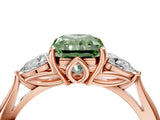 Rose gold Three-Stone Fancy Green Radiant Cut Diamond Ring with Pear  Side Stones in Four-Prong Setting_52