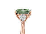Rose gold Three-Stone Fancy Green Radiant Cut Diamond Ring with Pear  Side Stones in Four-Prong Setting_53