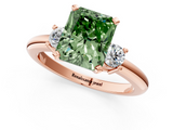 Rose gold Three-Stone Fancy Green Radiant  Cut Diamond Solitaire with Prong Setting and Classic Band_29