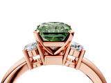 Rose gold Three-Stone Fancy Green Radiant  Cut Diamond Solitaire with Prong Setting and Classic Band_32