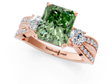 Rose gold Three-Stone Fancy Green Radiant  Cut Diamond Twist Band with Prong Setting_38