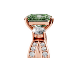Rose gold Three-Stone Fancy Green Radiant  Cut Diamond Twist Band with Prong Setting_42
