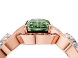 Rose gold Three-Stone Fancy Green Radiant Cut Diamond Wave Pave Band with Prong Setting_34