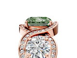 Rose gold Three-Stone Fancy Green Radiant Cut Diamond Wave Pave Band with Prong Setting_35