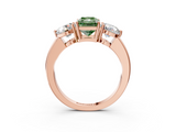 Rose gold Three-Stone Fancy Green Radiant  Cut Solitaire Ring with Prong Setting on a Classic Band_84