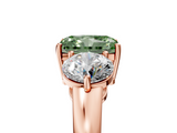 Rose gold Three-Stone Fancy Green Radiant  Cut Solitaire Ring with Prong Setting on a Classic Band_86