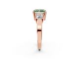 Rose gold Three-Stone Fancy Green Radiant  Cut Solitaire Ring with Prong Setting_5