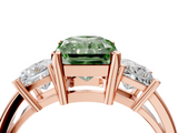 Rose gold Three-Stone Fancy Green Radiant  Cut Solitaire Ring with Prong Setting_7