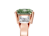 Rose gold Three-Stone Fancy Green Radiant  Cut Solitaire Ring with Prong Setting_8