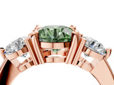 Rose gold Three-Stone Fancy Green Round  Brilliant Cut Solitaire Ring with Prong Setting on a Classic Band 5